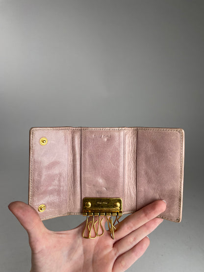 Vintage Miu Miu Metallasse leather Key Holder Rose