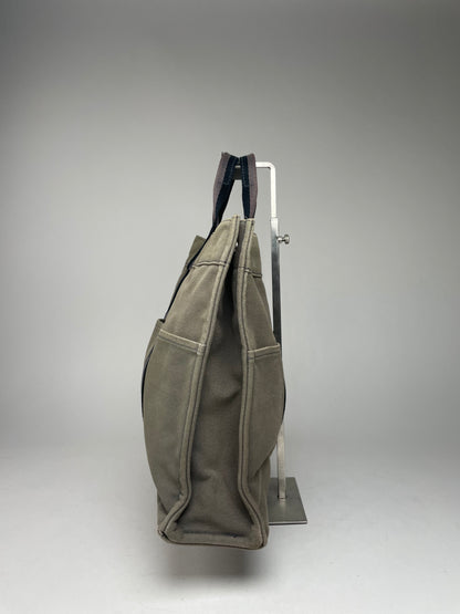Vintage Hermes Canvas Shopper Bag Grey
