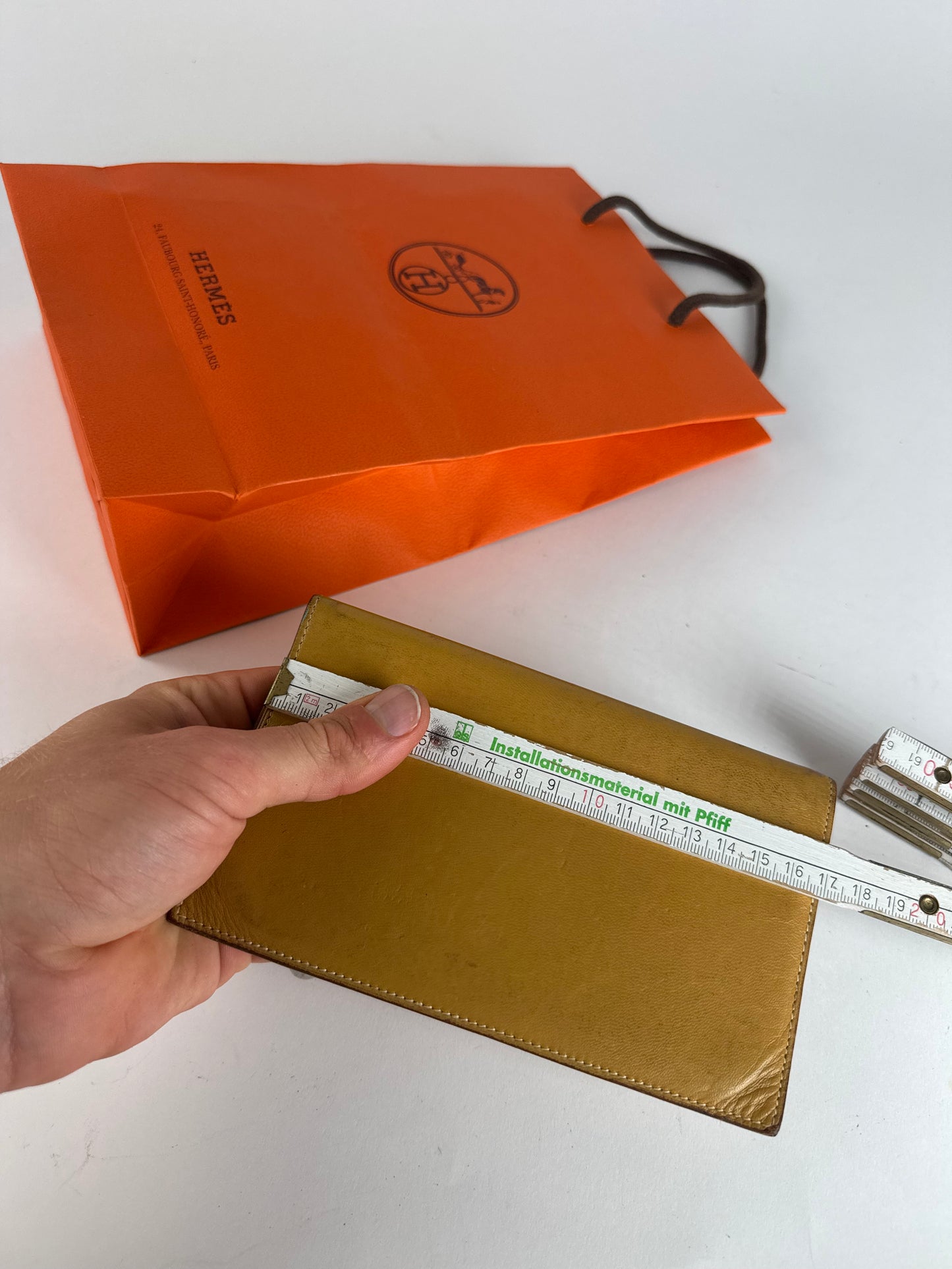 Vintage Hermes Paris Leather ID Holder Yellow