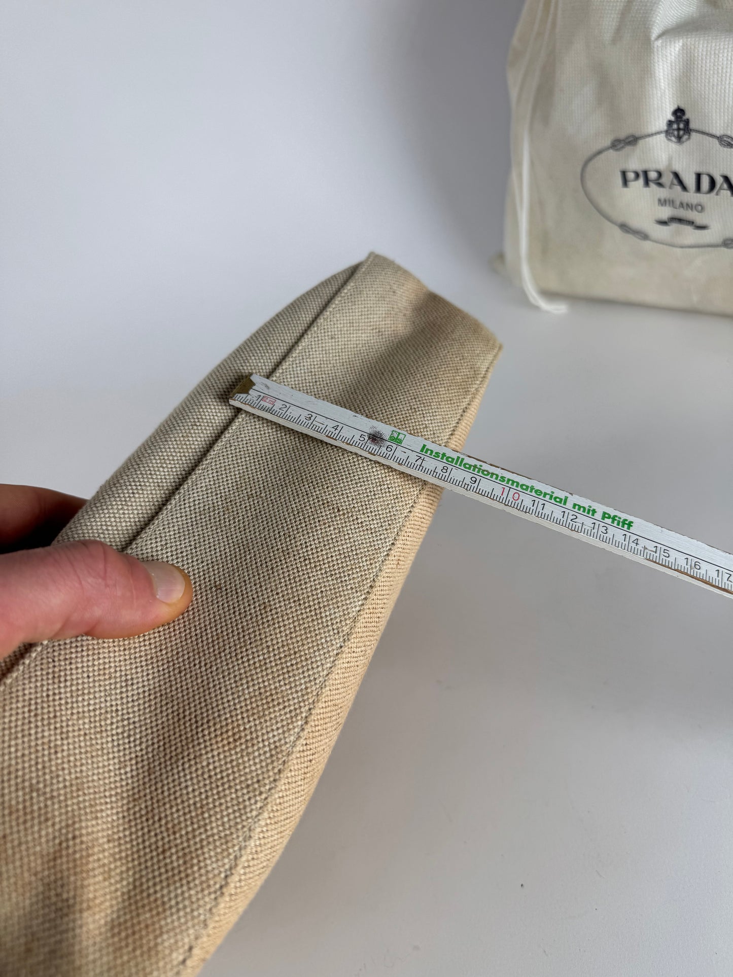 Vintage Prada Cleo Canvas Leather Bag Beige Black