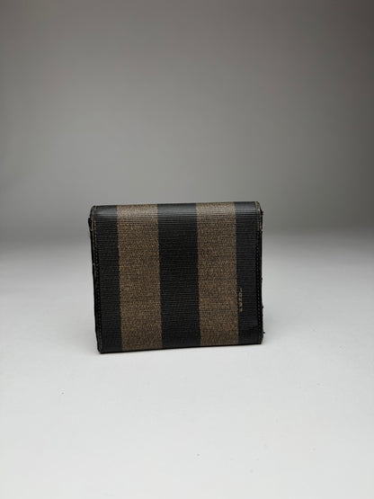 Vintage Fendi Roma Leather Wallet Striped Black Brown