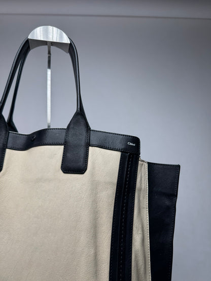 Vintage Chloe Alison leather Shopper Bag beige black