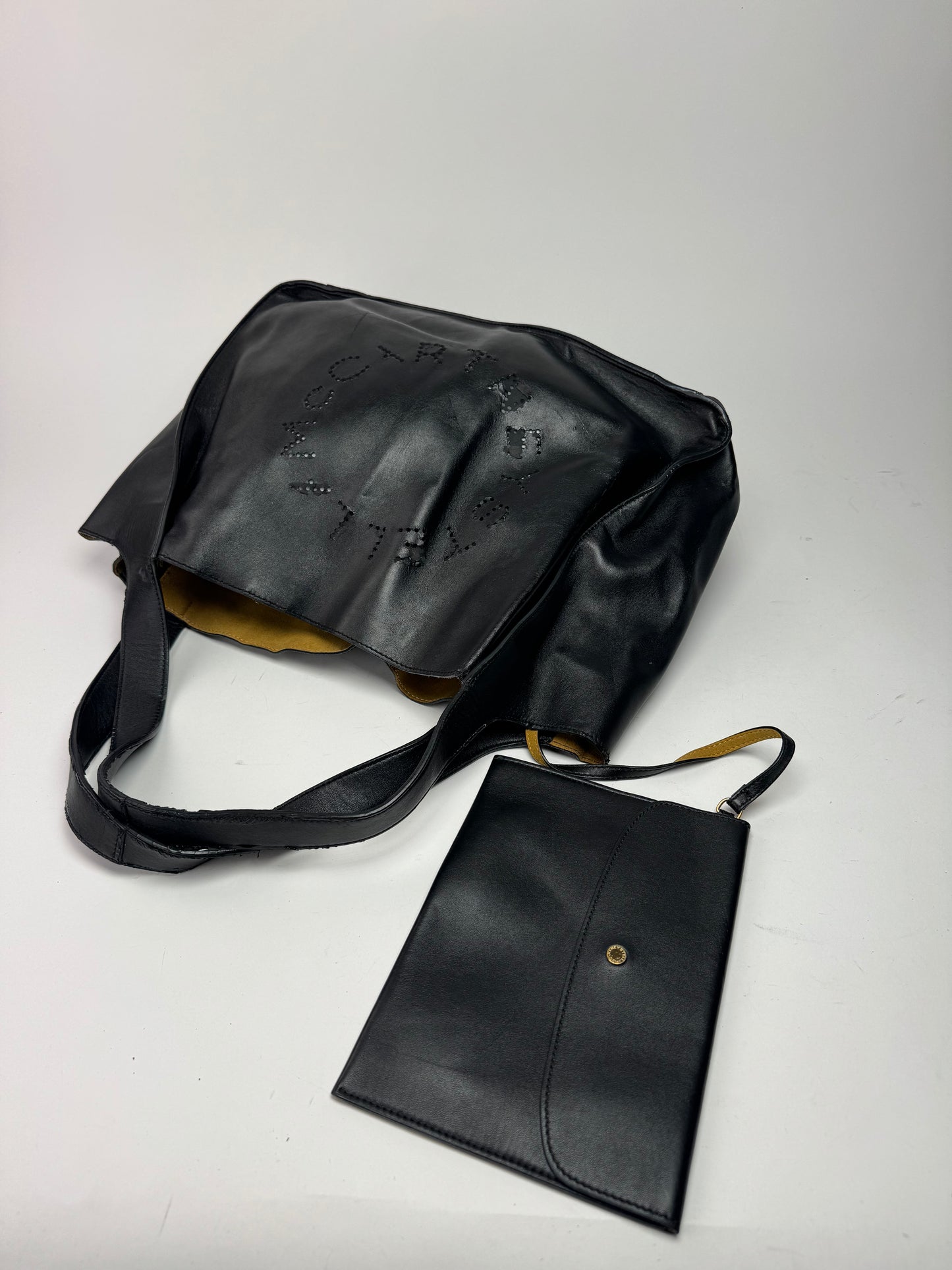 Vintage Stella Mc Cartney Vegan Leather Logo Shopper black