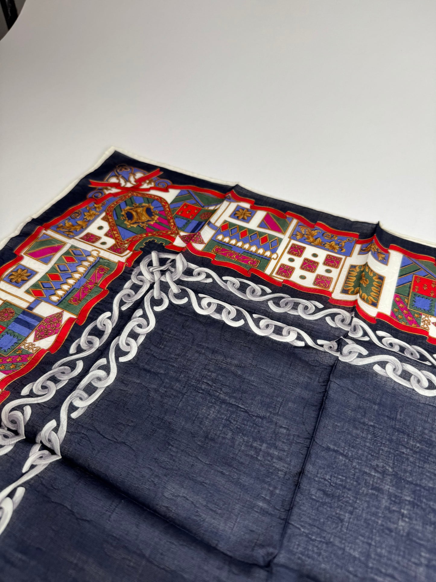 Vintage Celine Paris Silk / Canvas Scarf