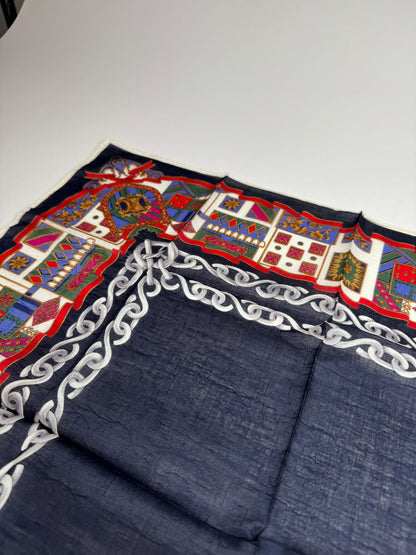 Vintage Celine Paris Silk / Canvas Scarf