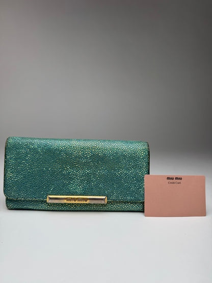 Vintage Miu Miu Leather Wallet Turquoise