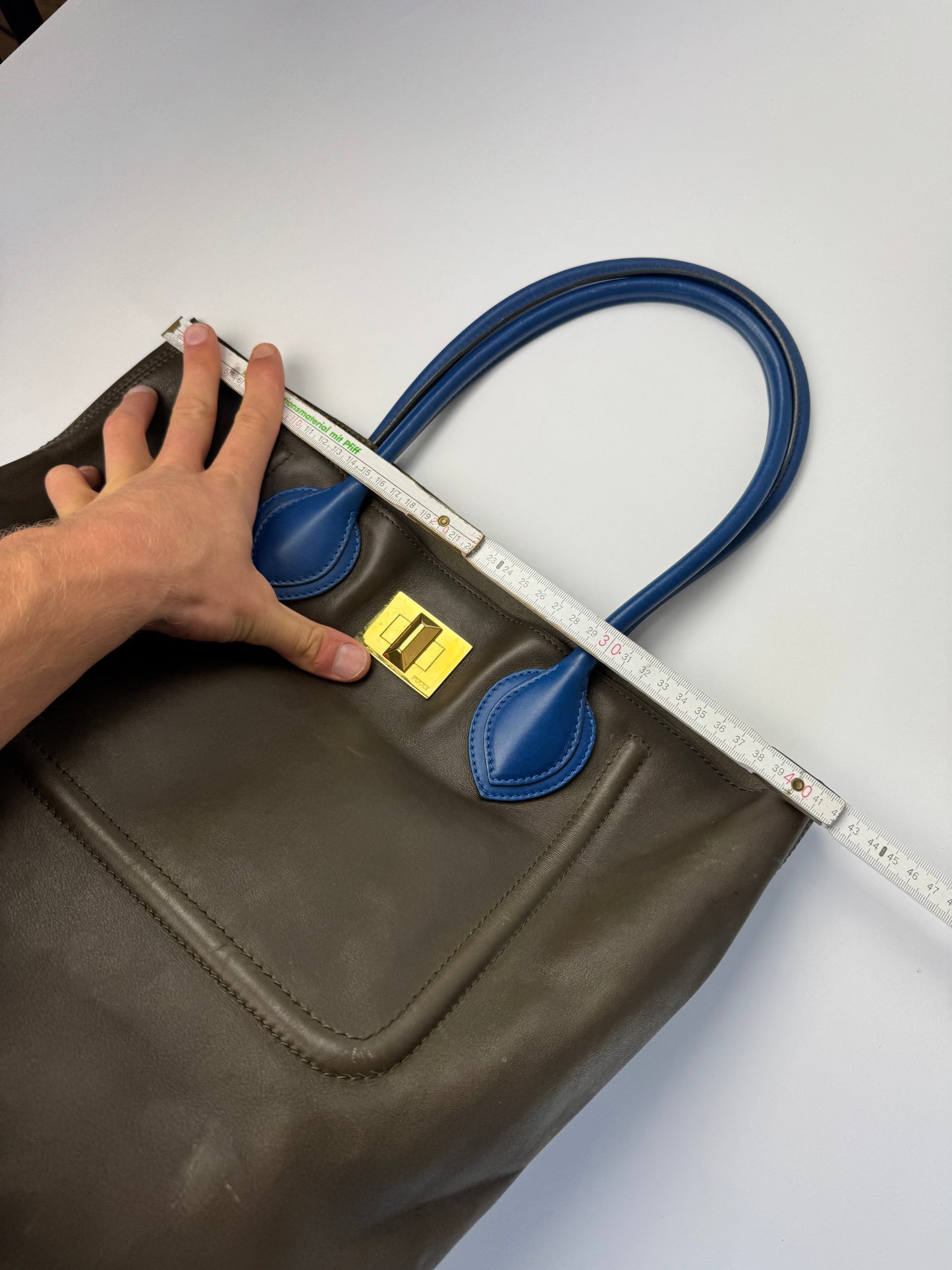 Vintage Emilio Pucci Leather Shopper Brown Blue