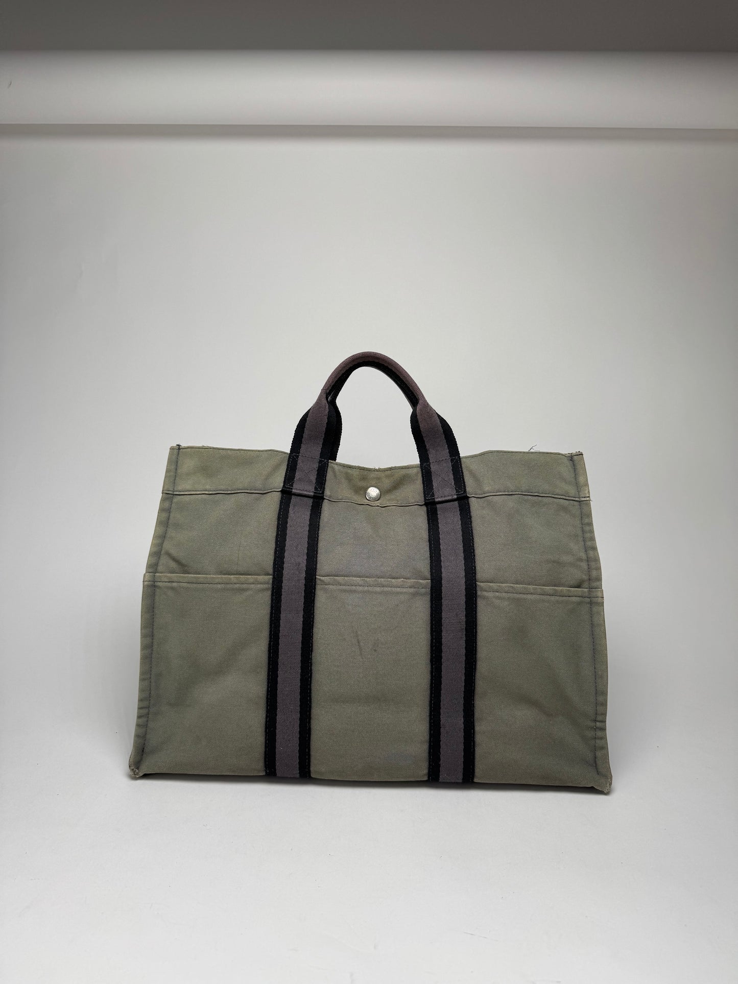 Vintage Hermes Paris Canvas Shopper Grey