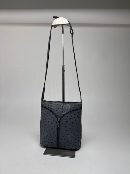 Vintage Ostrich Leather shoulder Bag Grey