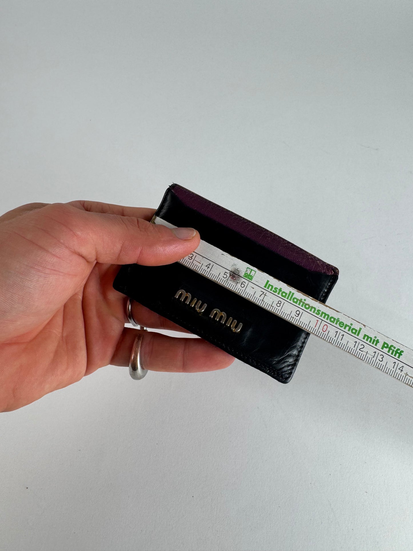 Vintage Miu Miu Leather Card Holder Black Purple