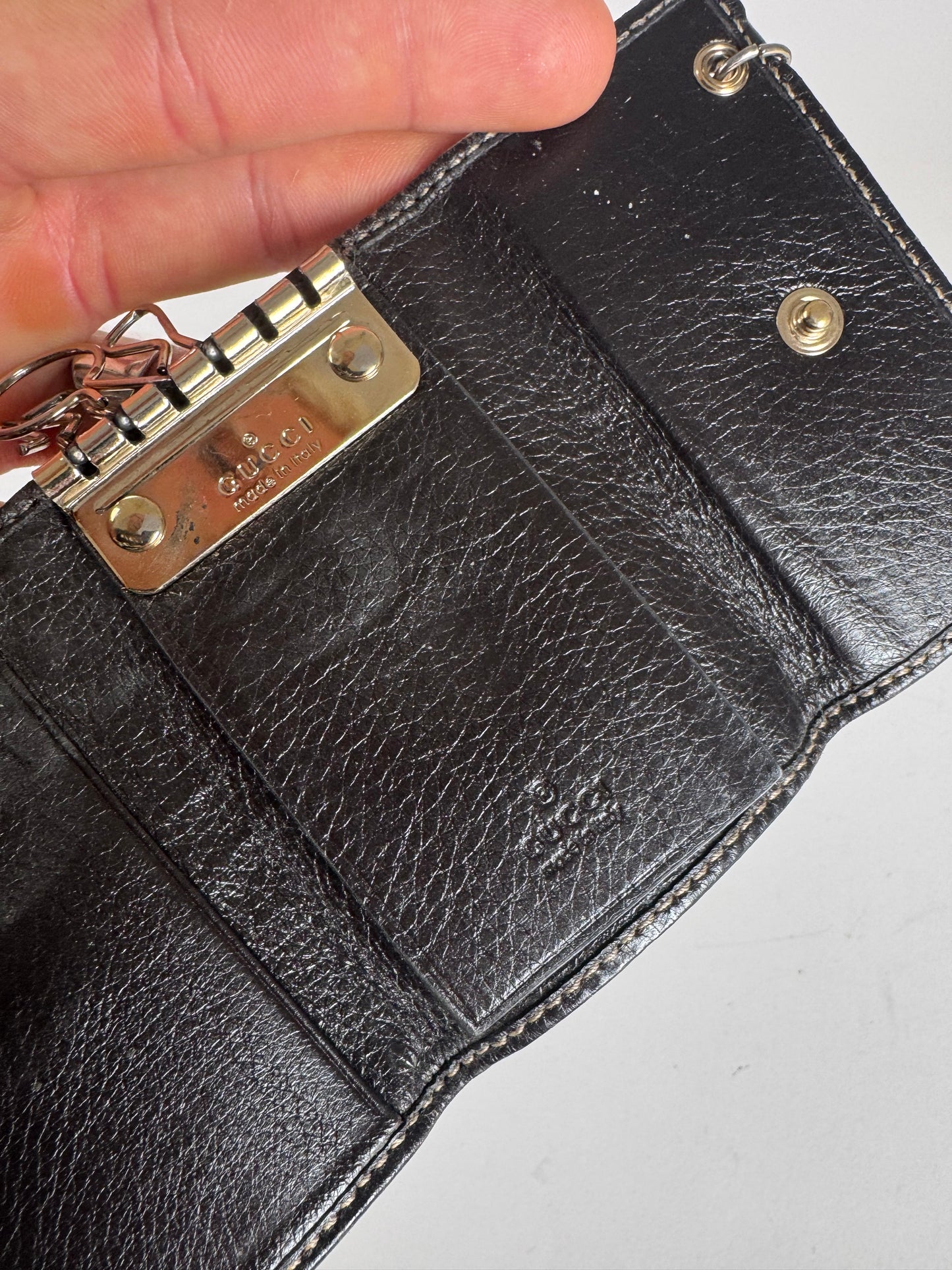 Vintage Gucci Leather Monogram Key Holder Brown