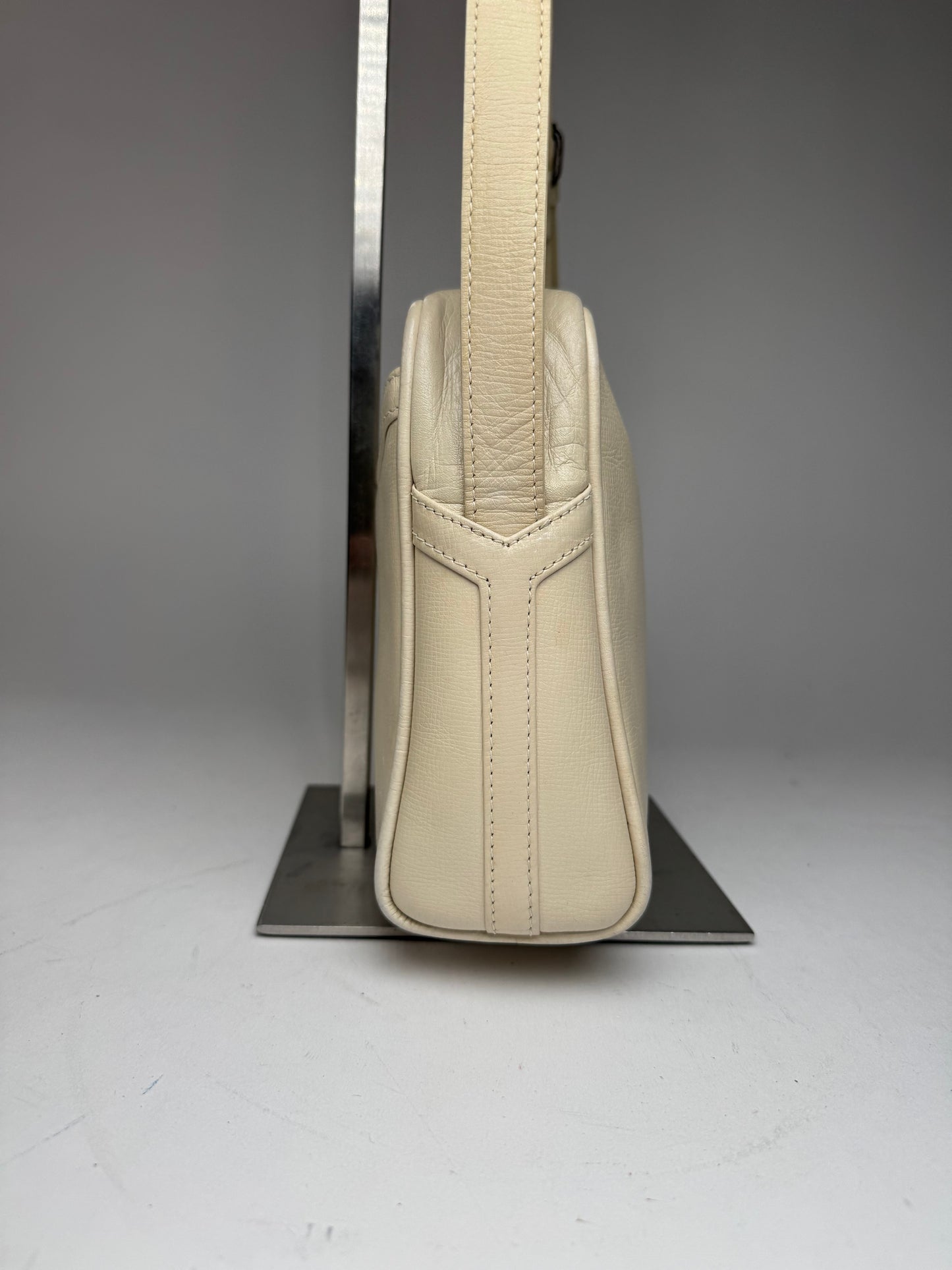 Vintage Yves Saint Laurent 2 Way Leather Bag cream