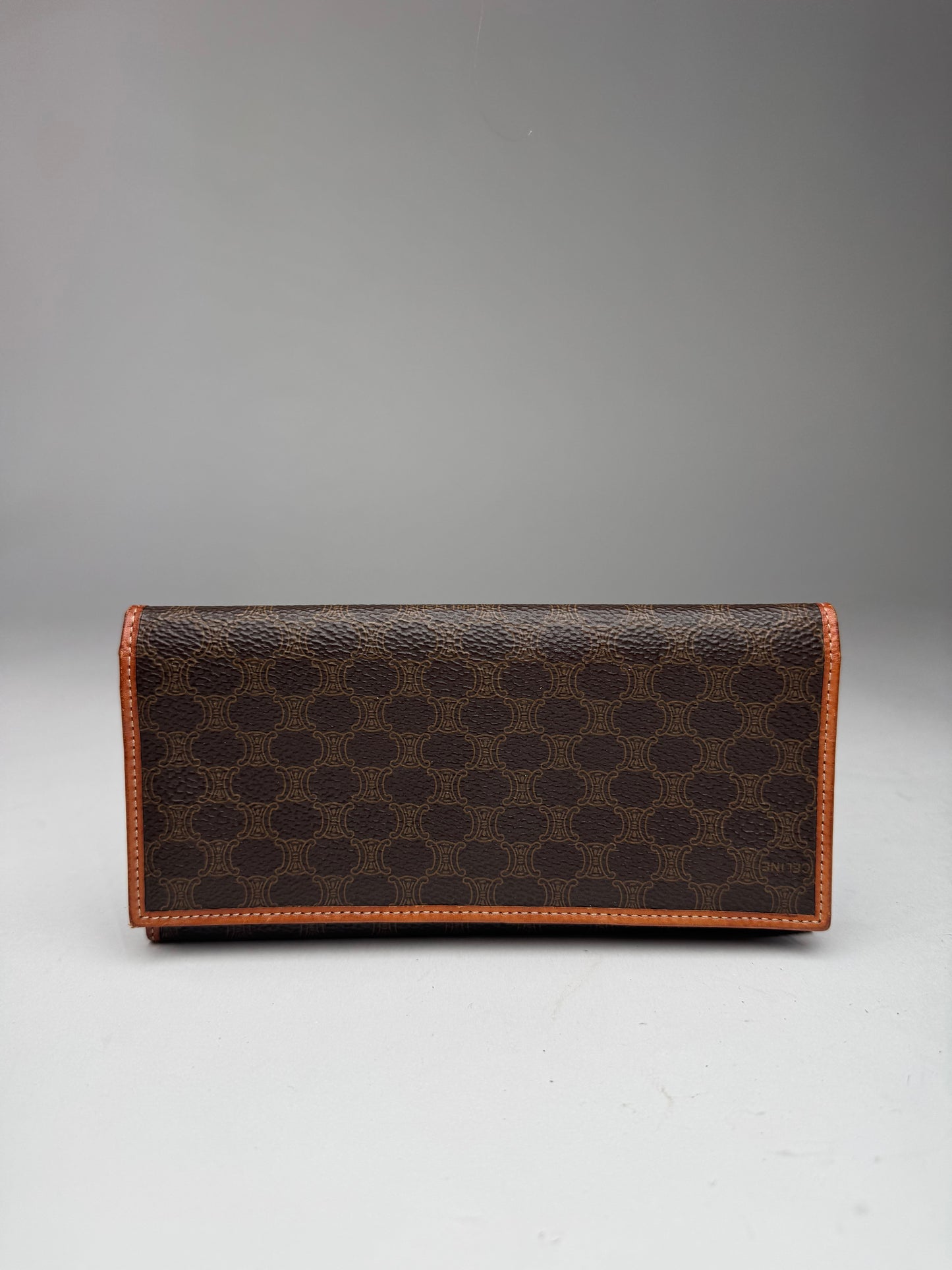 Vintage Celine Paris Leather Monogram Card Holder / ID Holder Brown