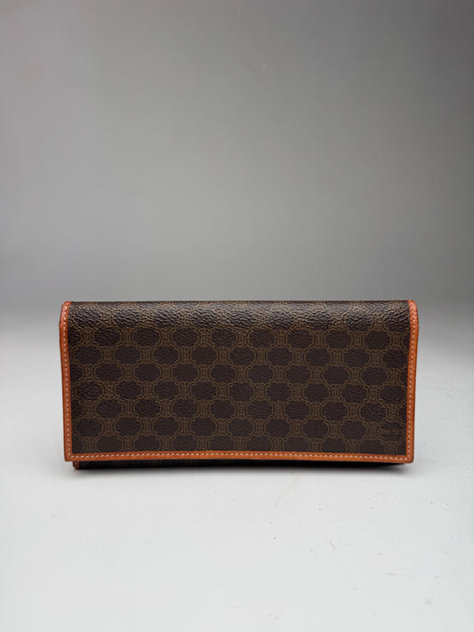 Vintage Celine Paris Leather Monogram Card Holder / ID Holder Brown