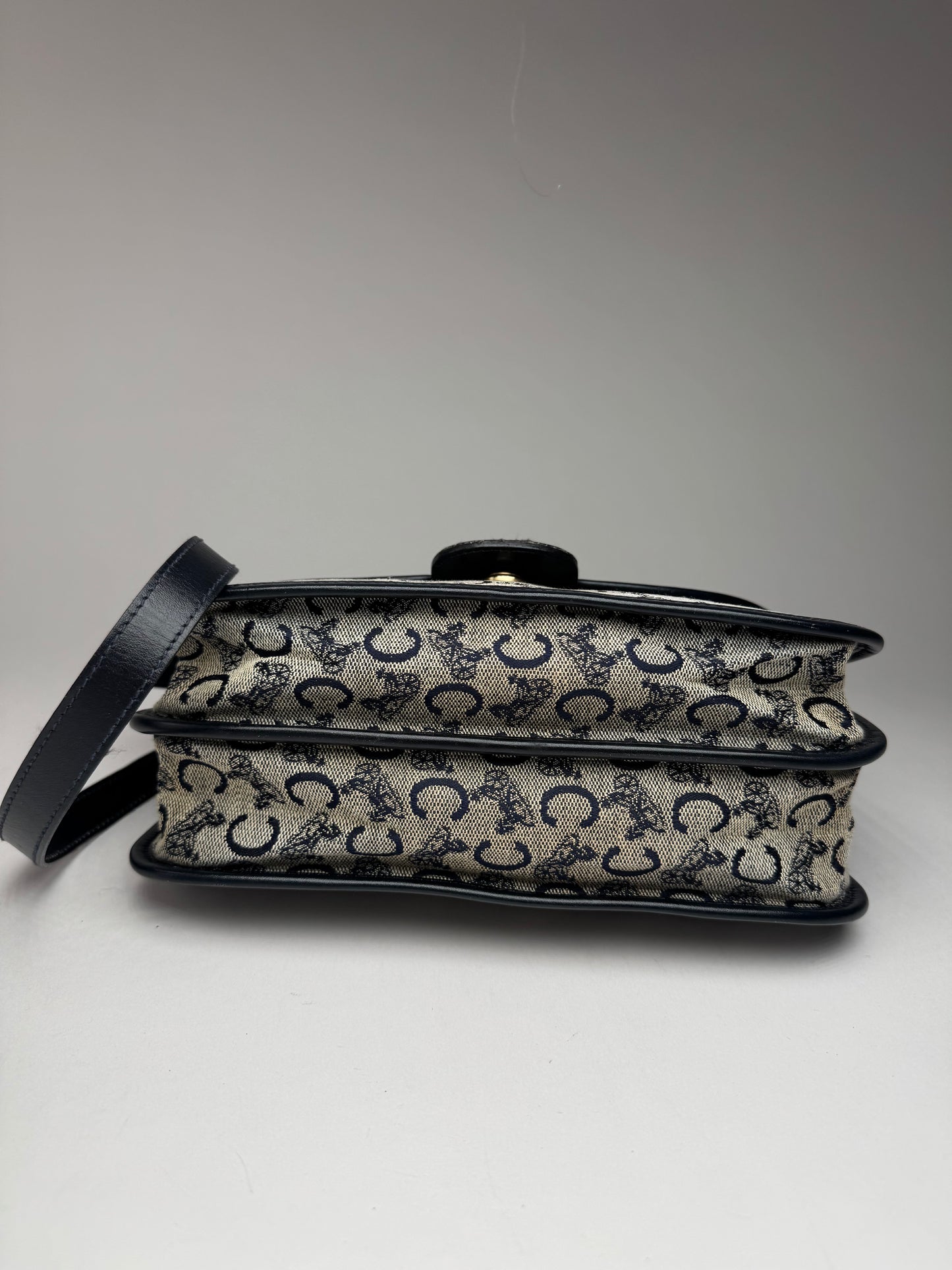 Vintage Celine Paris Triomphe Monogram Canvas/Leather Shoulder bag black gray