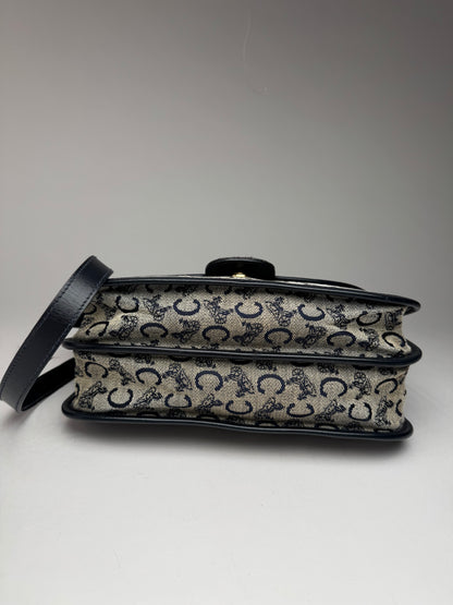 Vintage Celine Paris Triomphe Monogram Canvas/Leather Shoulder bag black gray