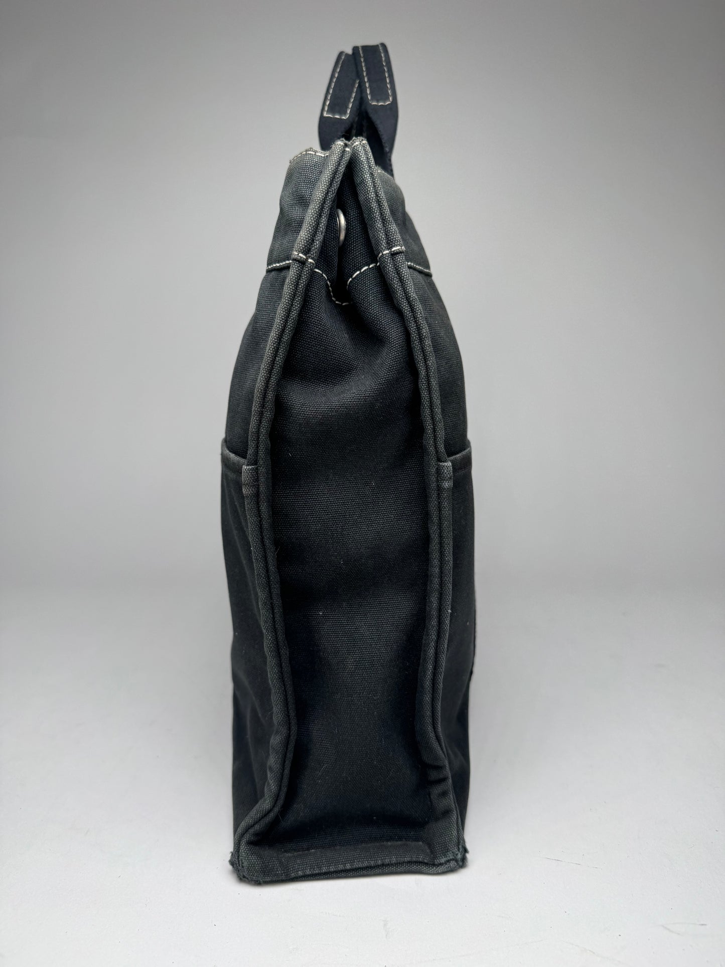 Vintage Hermes Paris Canvas Shopper Black