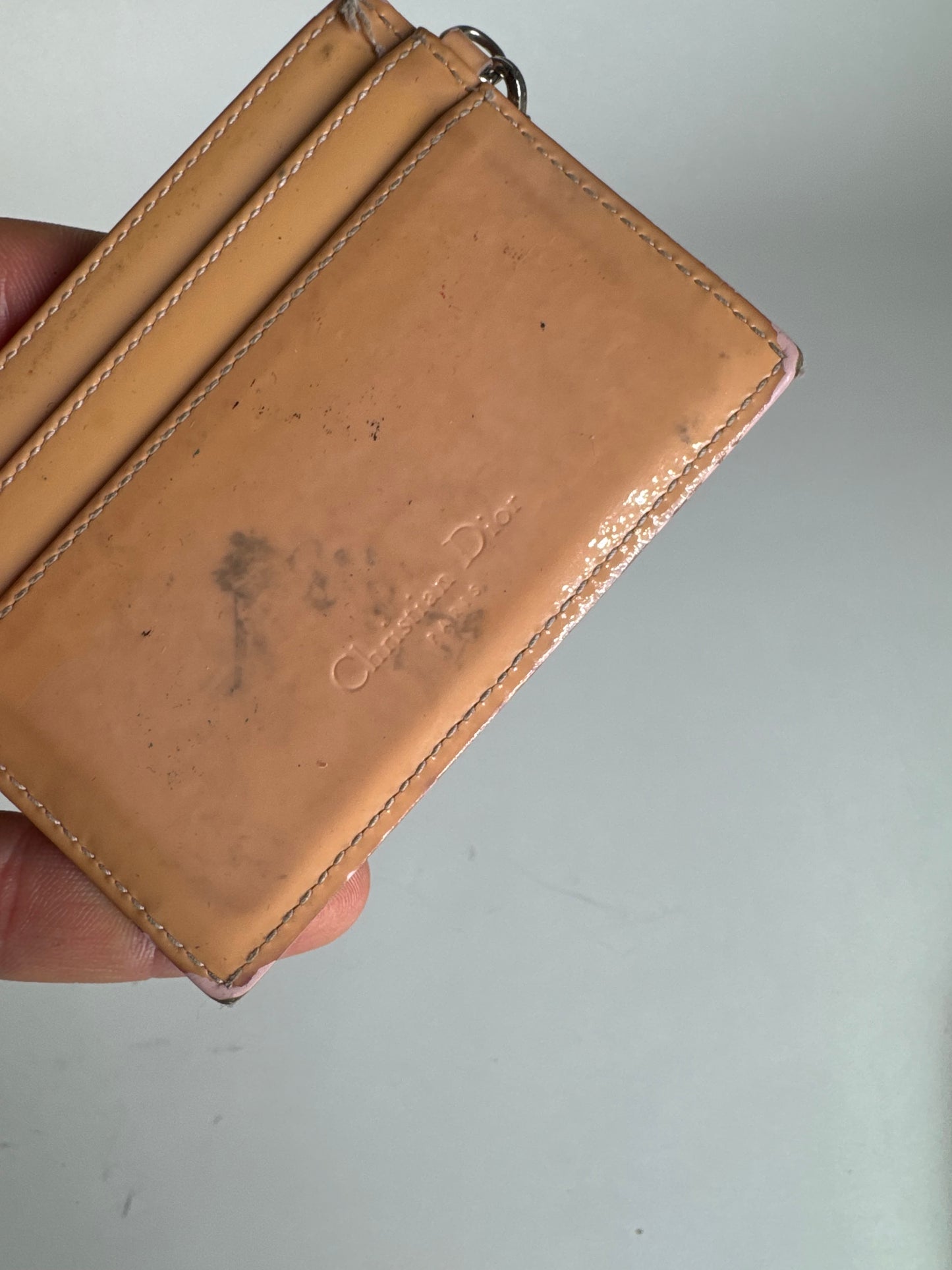 Vintage Dior Patent Leather Card Holder Peach-Orange