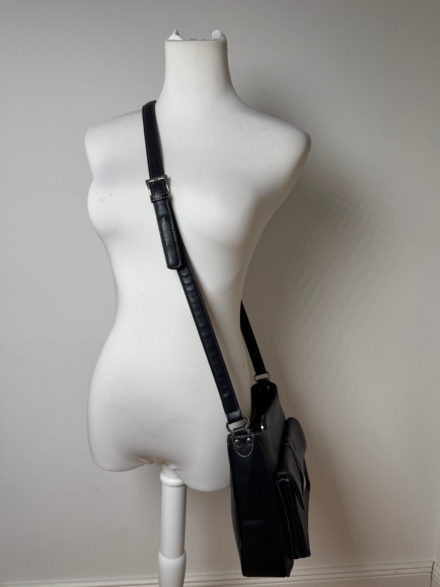 Vintage Courreges Paris Leather Bag Black