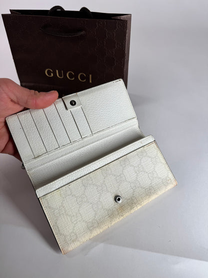 Vintage Gucci Monogram Leather Wallet White