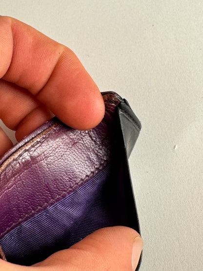 Vintage Miu Miu Leather Card Holder Black Purple