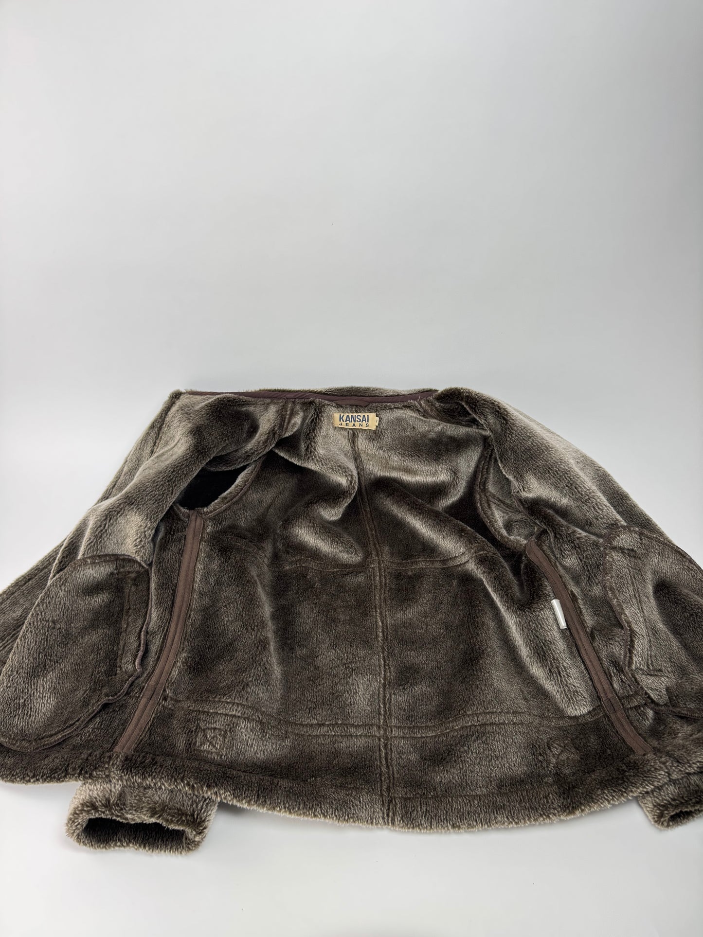 Vintage Kansai Yamamoto Leather Fur Jacket 40/L Unisex Brown