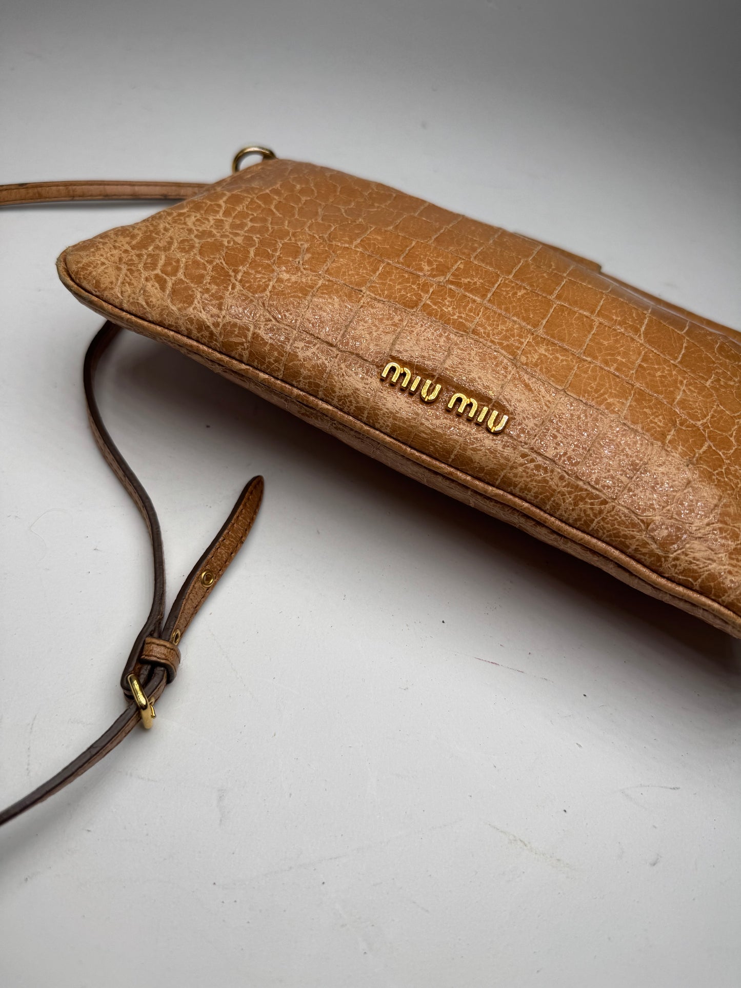 Vintage Miu Miu Leather Crossbody Bag Brown