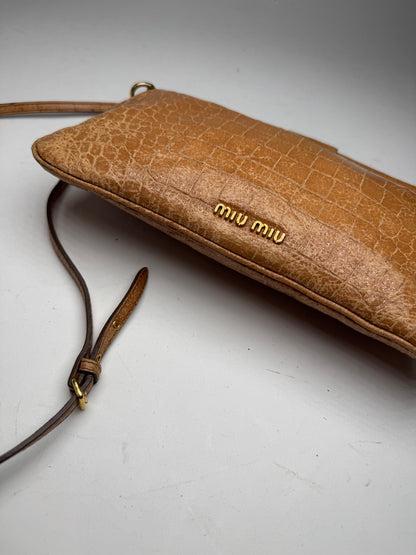 Vintage Miu Miu Leather Crossbody Bag Brown