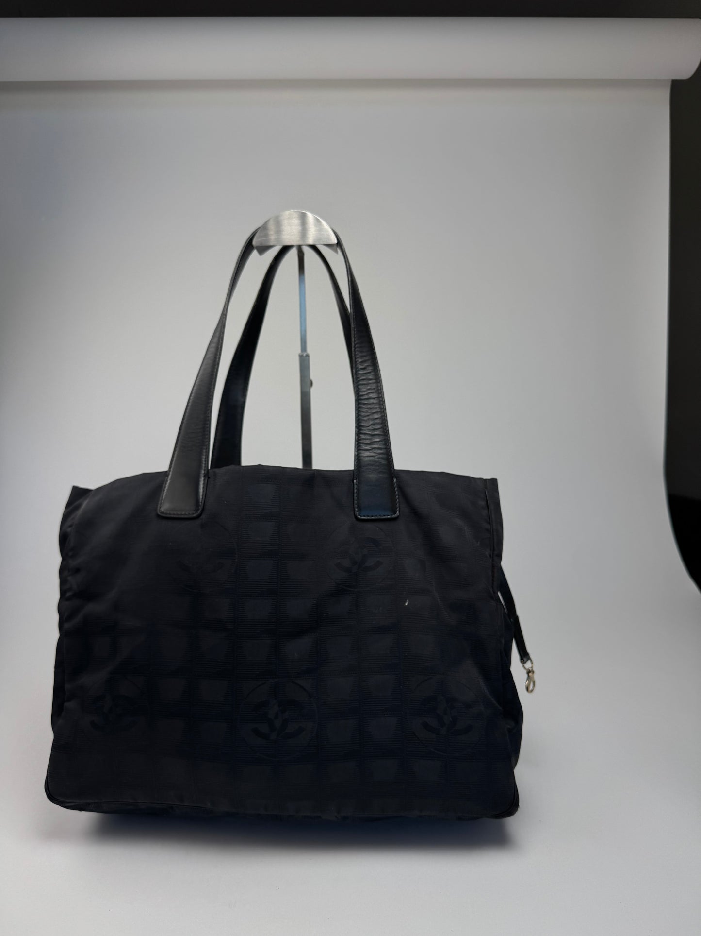 Vintage Chanel Canvas Monogram Shopper Black