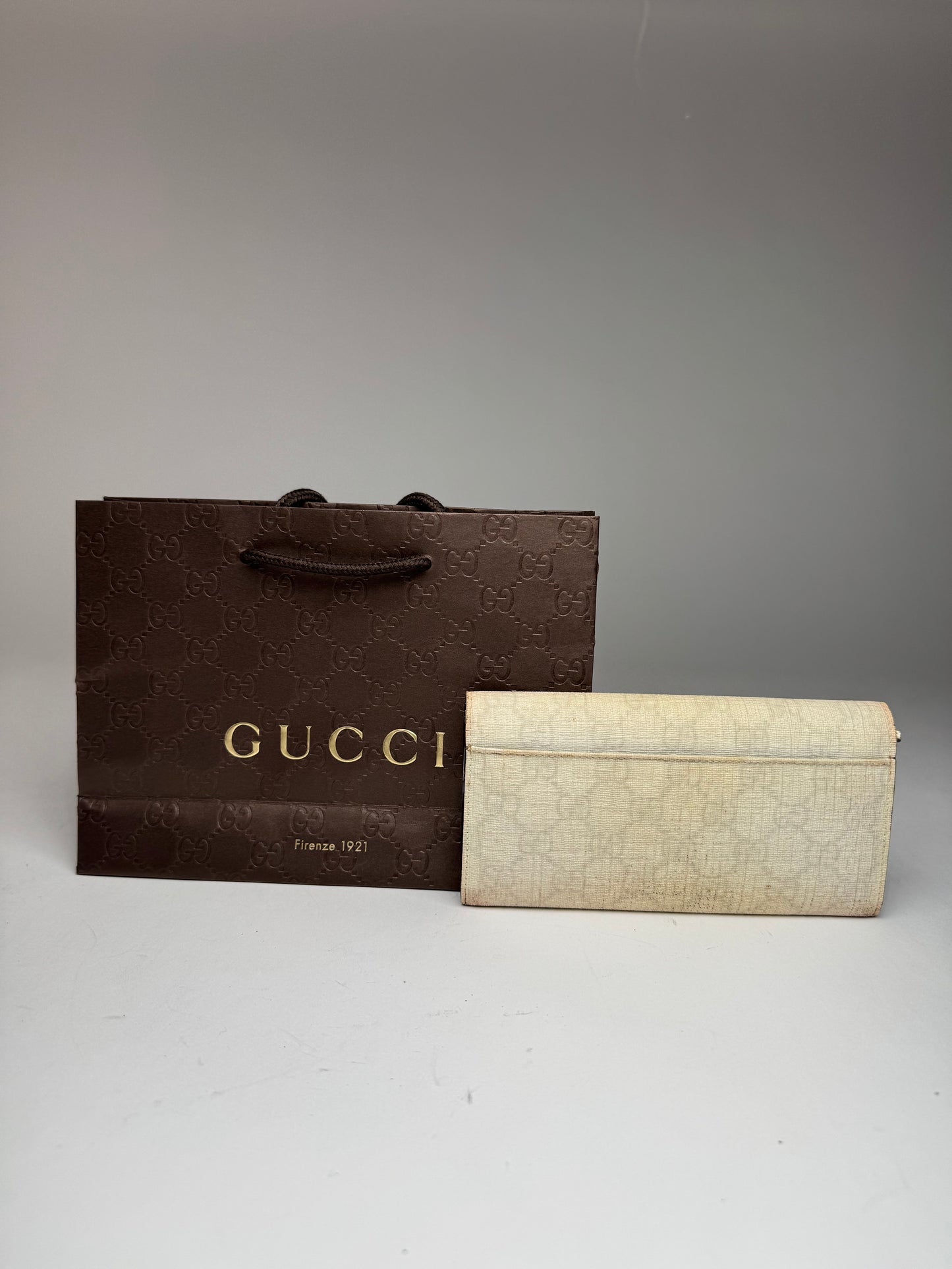 Vintage Gucci Monogram Leather Wallet White