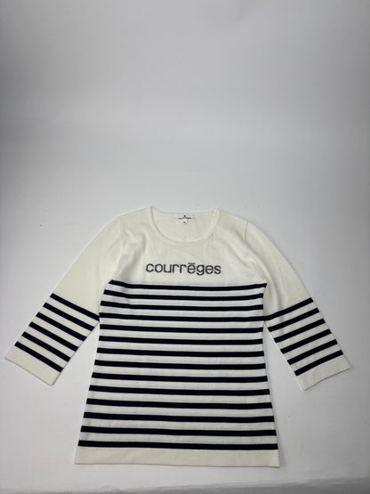 Vintage Courreges Paris Striped Sweater White/Navy EU36/S
