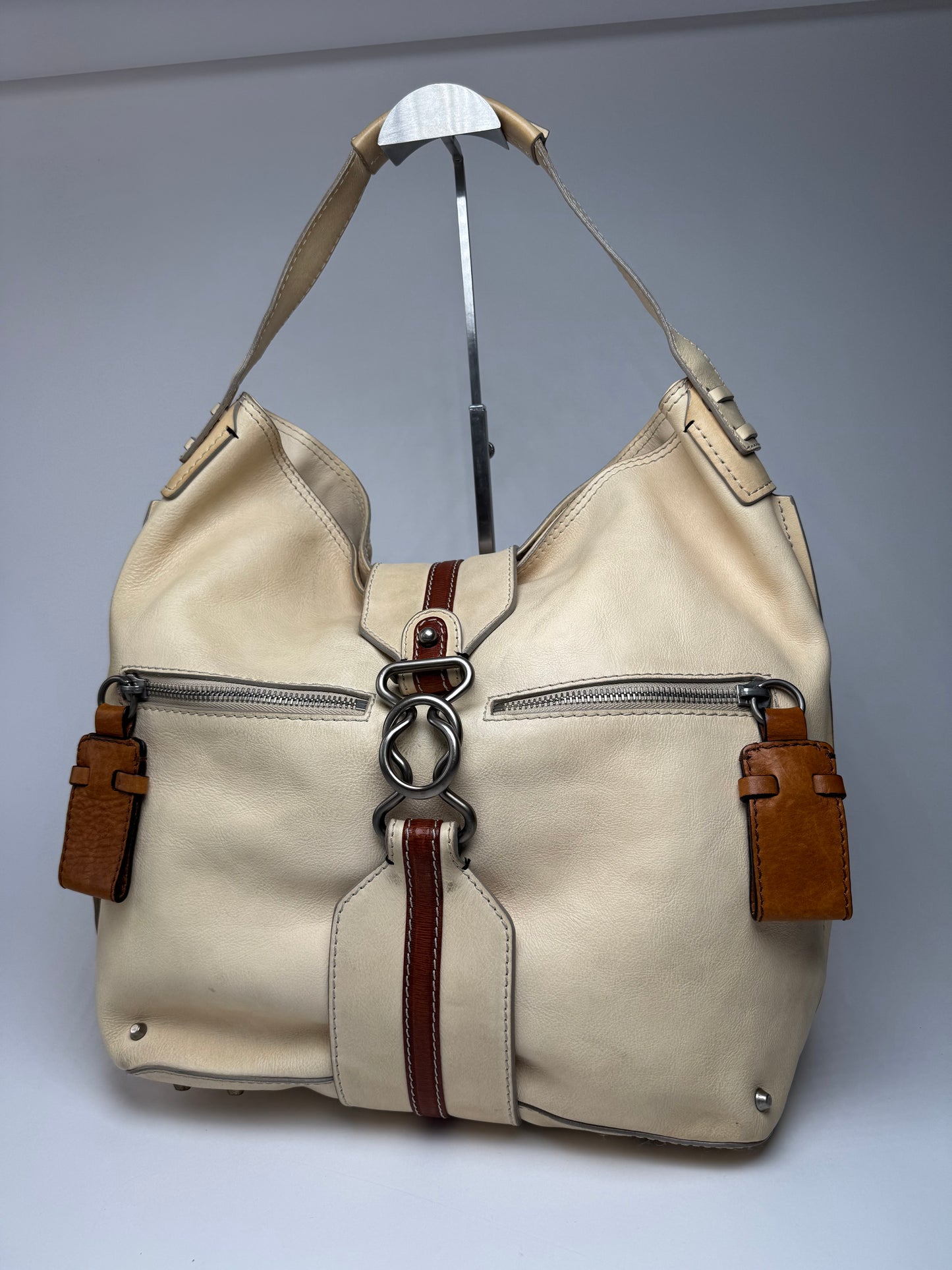 Vintage Chloe Leather Bag Beige brown