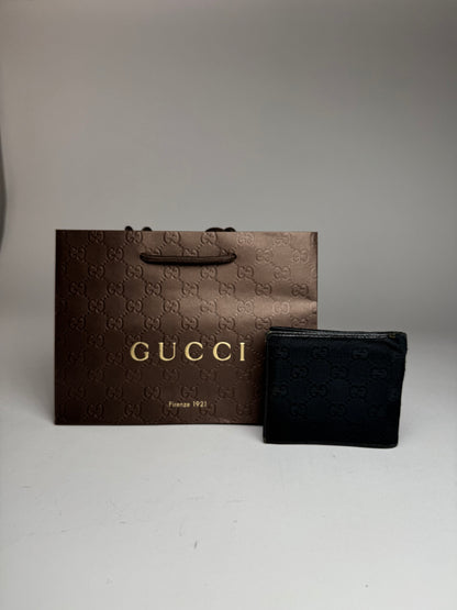 Vintage Gucci Monogram Canvas Flap Wallet Black