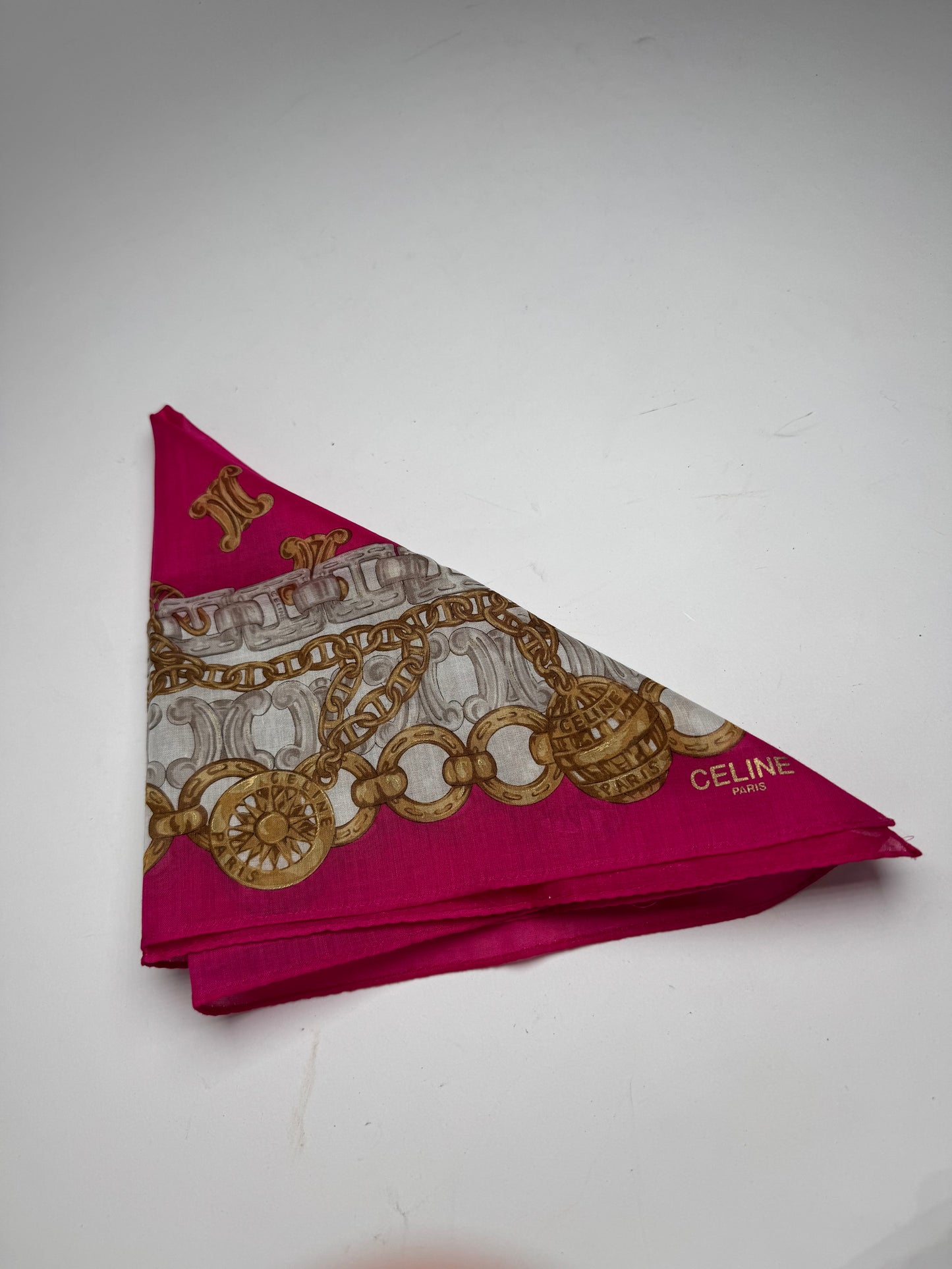 Vintage Celine Paris Silk Scarf Red