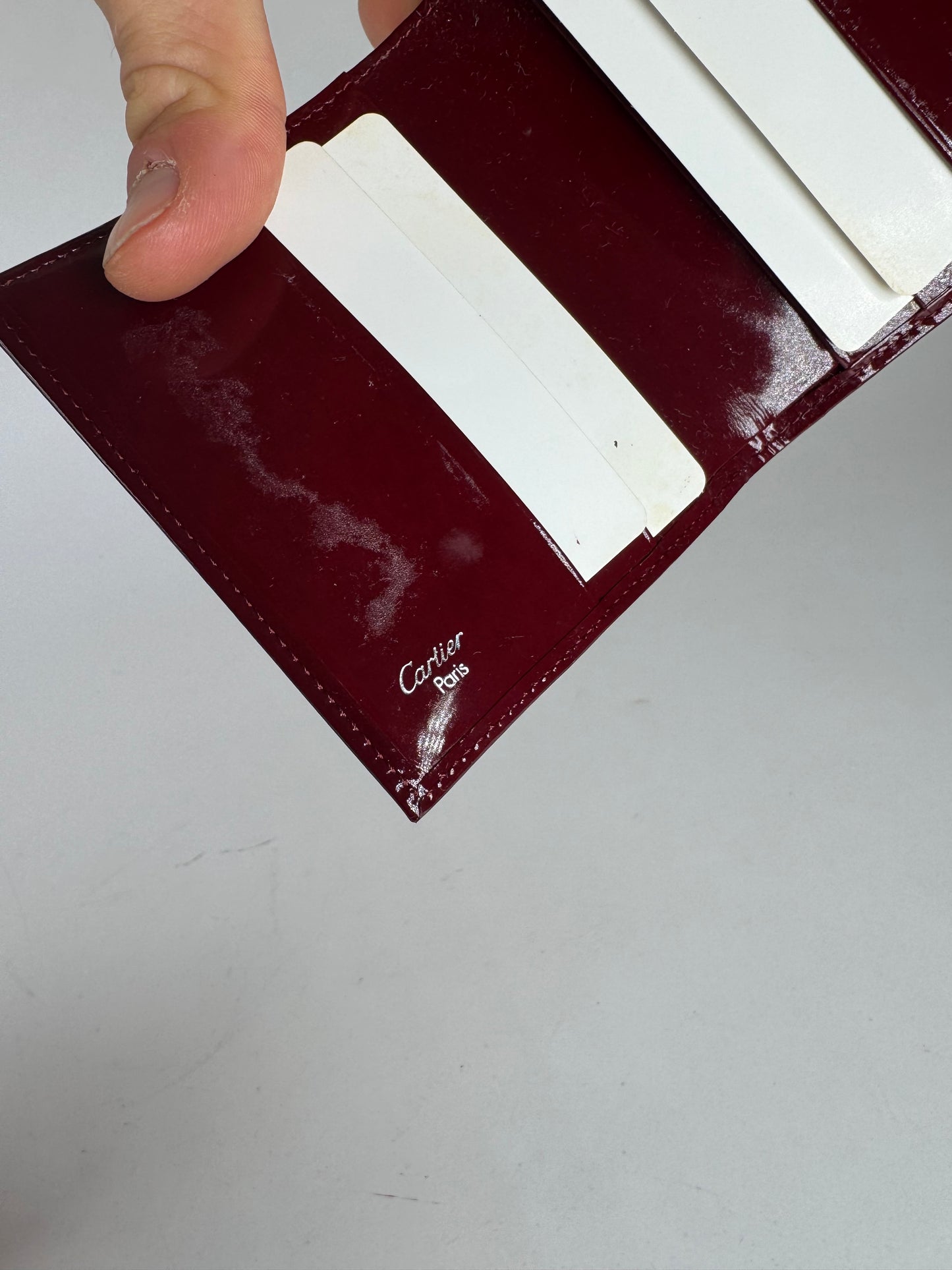 Vintage Cartier Patent Leather Wallet burgundy