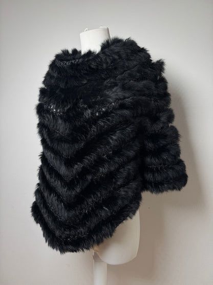 Vintage Courreges Fur Leather Top / Coat Black 38/M