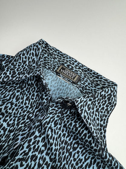 Vintage Gianni Versace Leopard Canvas Shirt Blue/black 38/M