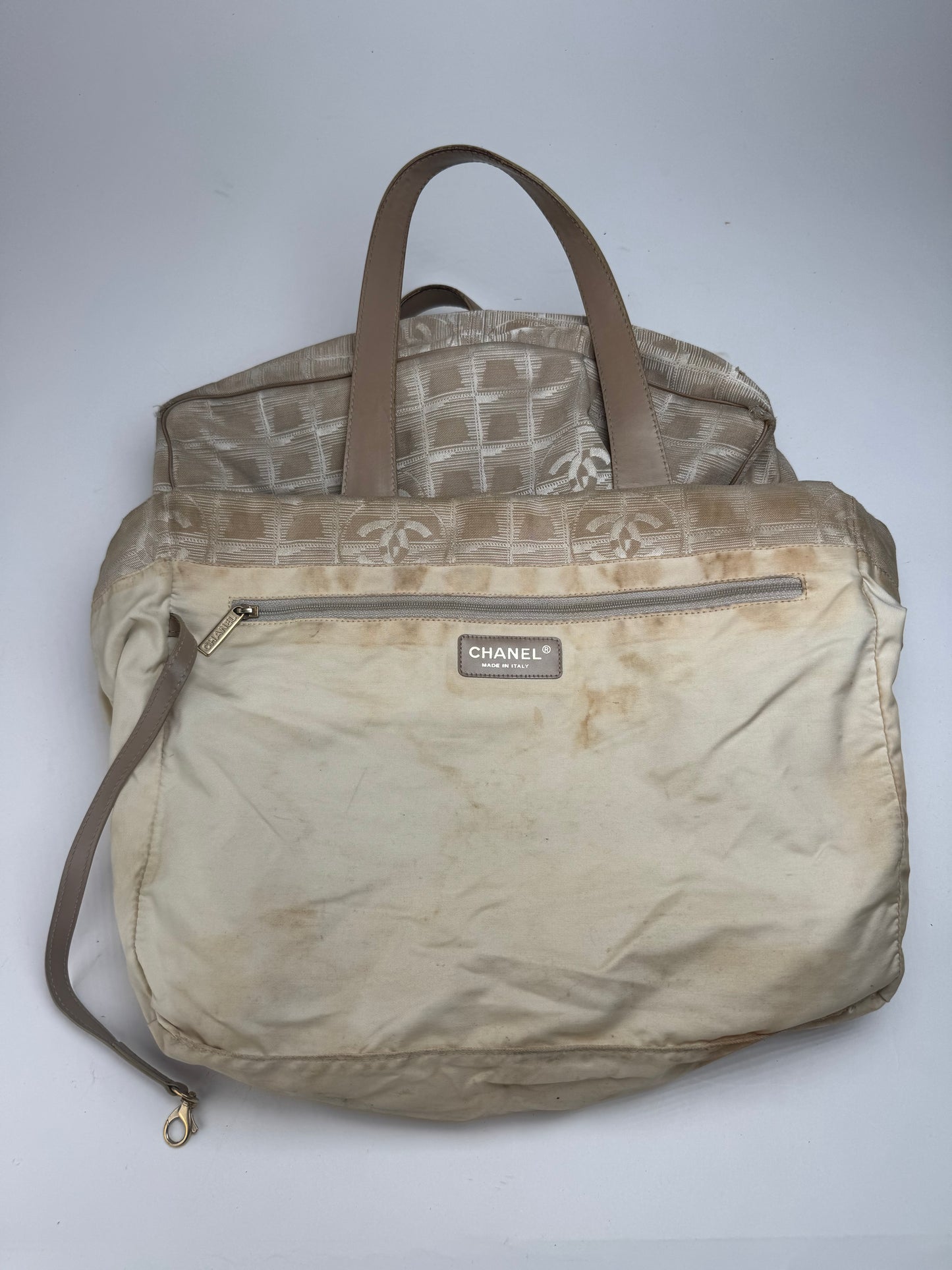 Vintage Chanel Canvas Monogramm Shopper beige