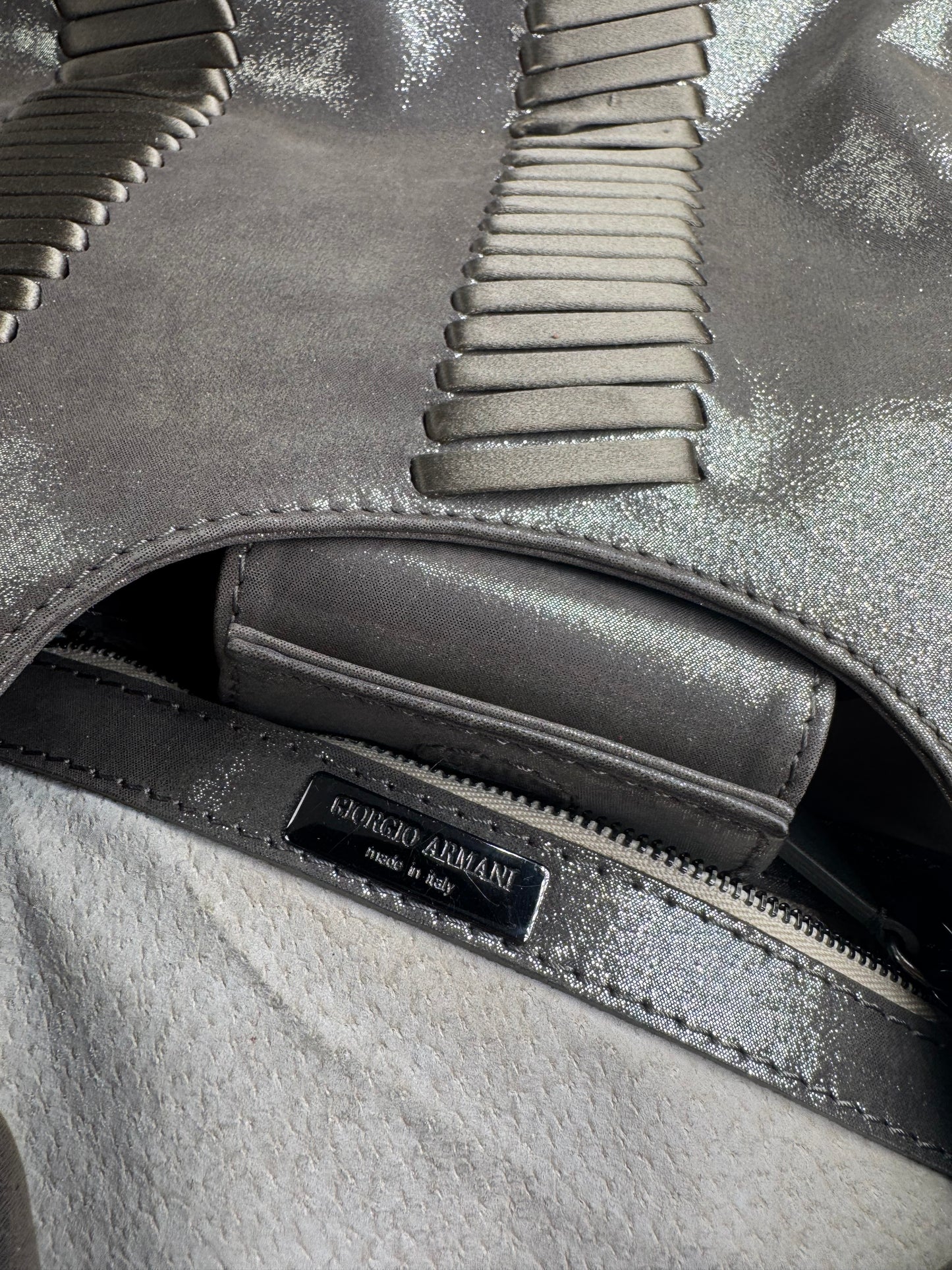 Vintage Giorgio Armani Leather Bag Silver