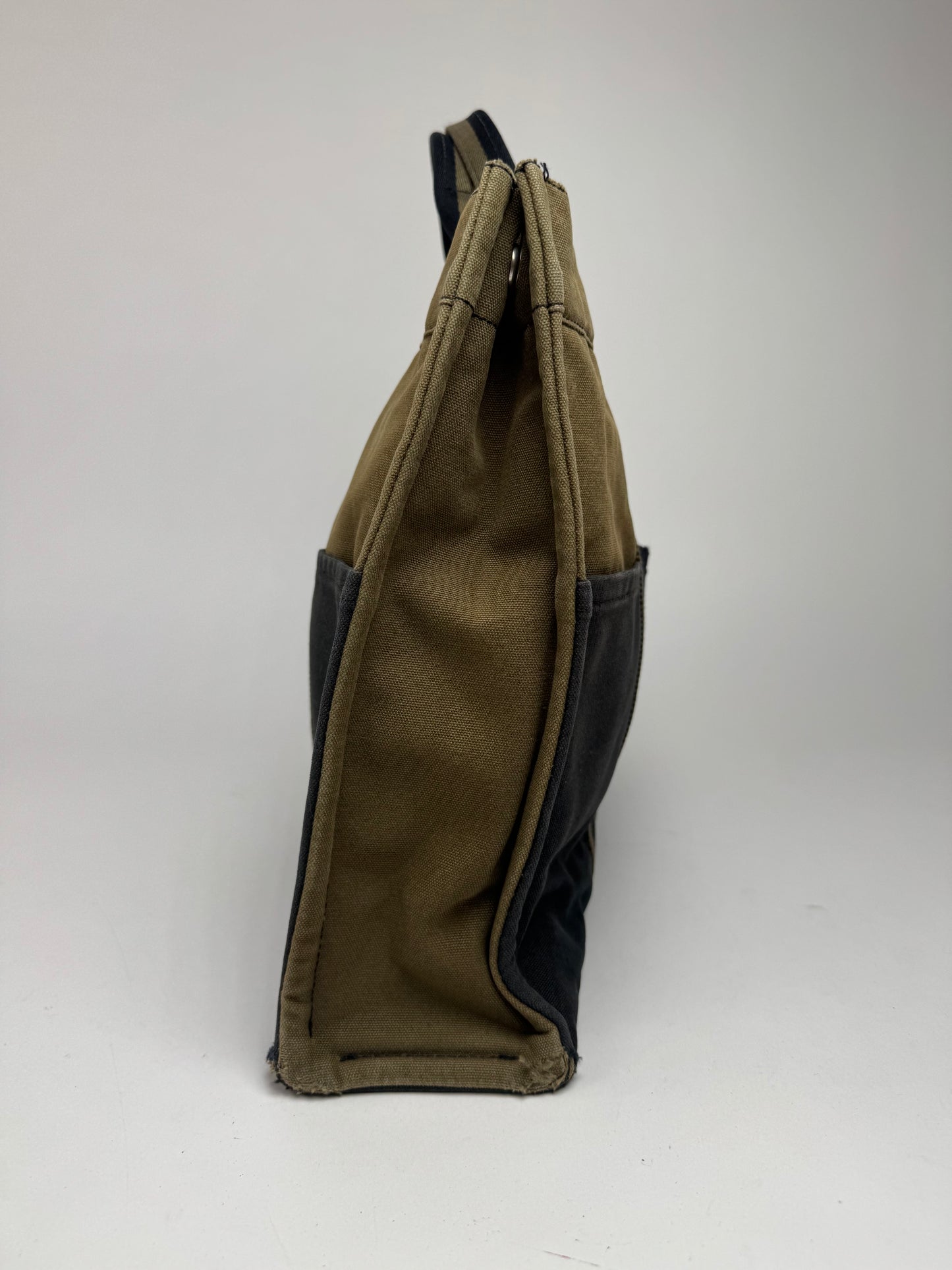 Vintage Hermes Paris Canvas Shopper Khaki/Black