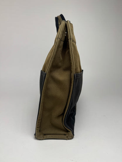 Vintage Hermes Paris Canvas Shopper Khaki/Black