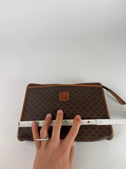 Vintage Celine Paris Leather Monogram Clutch brown