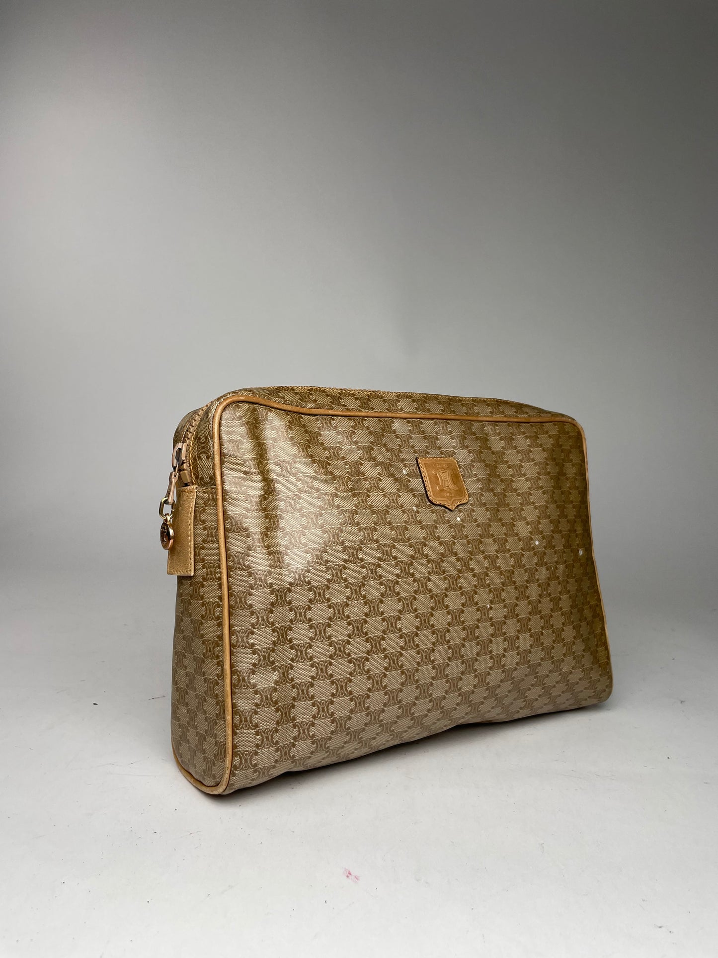 Vintage Celine Triomphe Leather Monogram Clutch