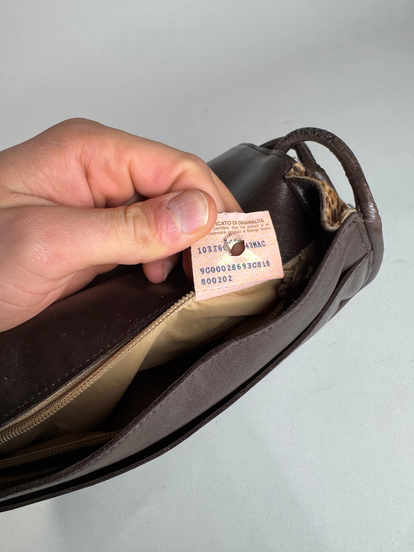 Vintage Bottega Veneta Fur Leather Bag Leopard Brown