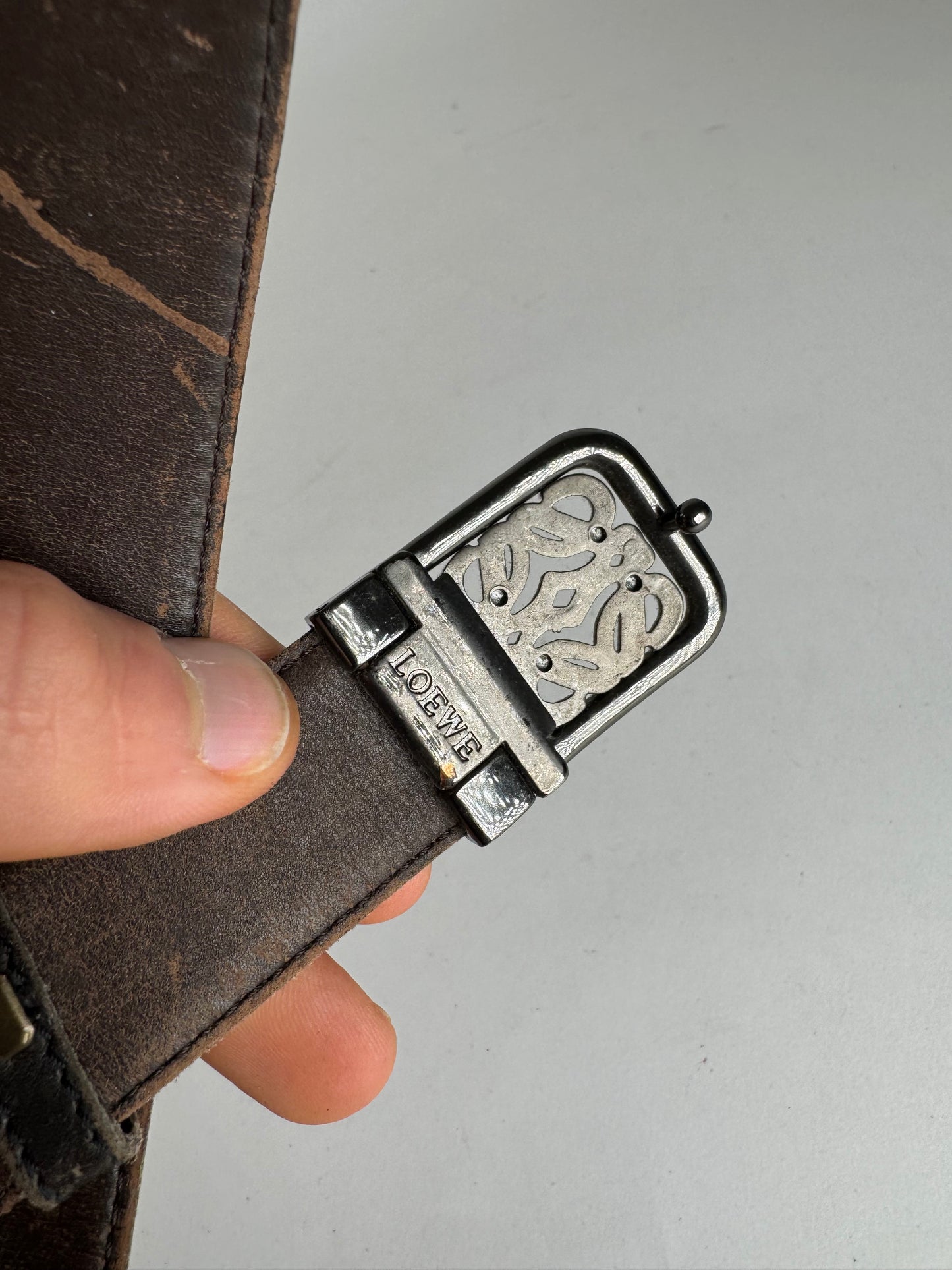 Vintage Loewe Madrid Leather Belt Black