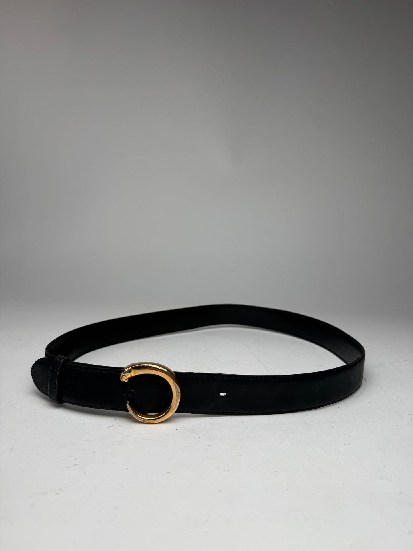 Vintage Cartier Panthere Leather Belt black