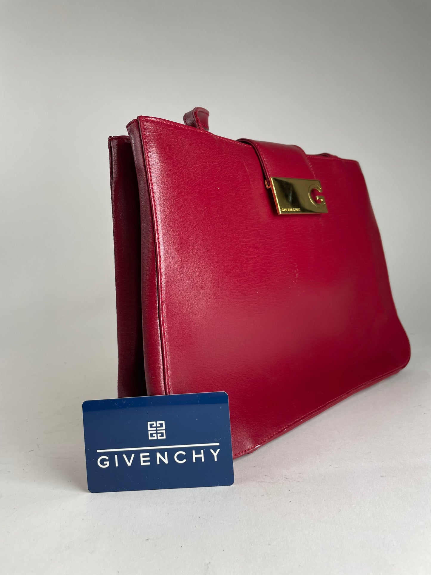 Vintage Givenchy Whip Leather Shopper Bag Red