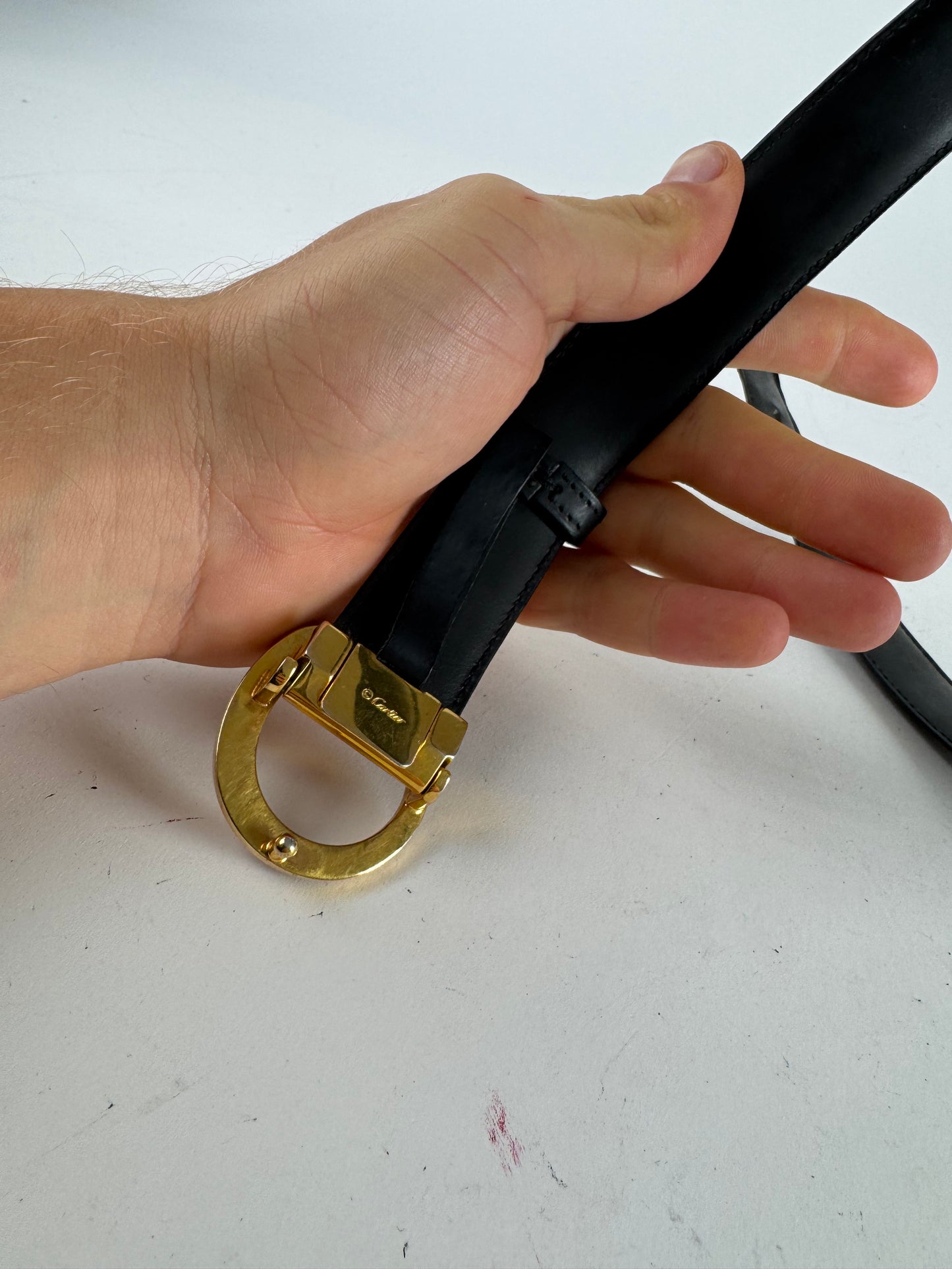 Vintage Cartier Panthere Leather Belt black