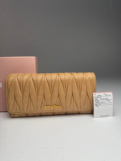 Vintage Miu Miu Metallasse Leather Wallet Caramel