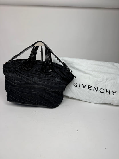 Sac vintage en cuir verni et fourrure Nightindale de Givenchy, noir